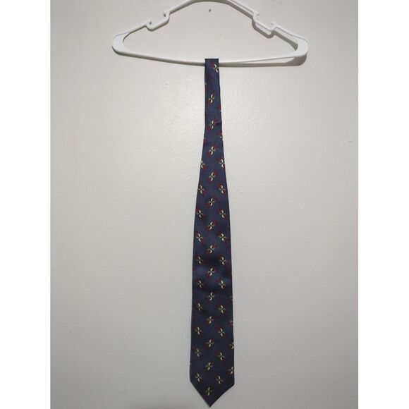 Jhane Barnes Mens Multicolor Abstract Blue 100% Silk Necktie Handmade In Japan - Picture 1 of 6